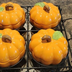 Pumpkin-Shaped Orange Ceramic Casserole Dish Set